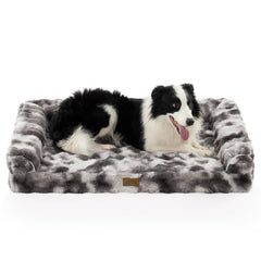 COZY KISS faux fur orthopedic dog bed front view highlighting joint-friendly comfort