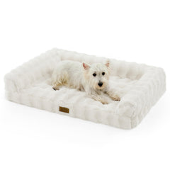 COZY KISS faux rabbit fur orthopedic dog bed top view highlighting plush surface and support