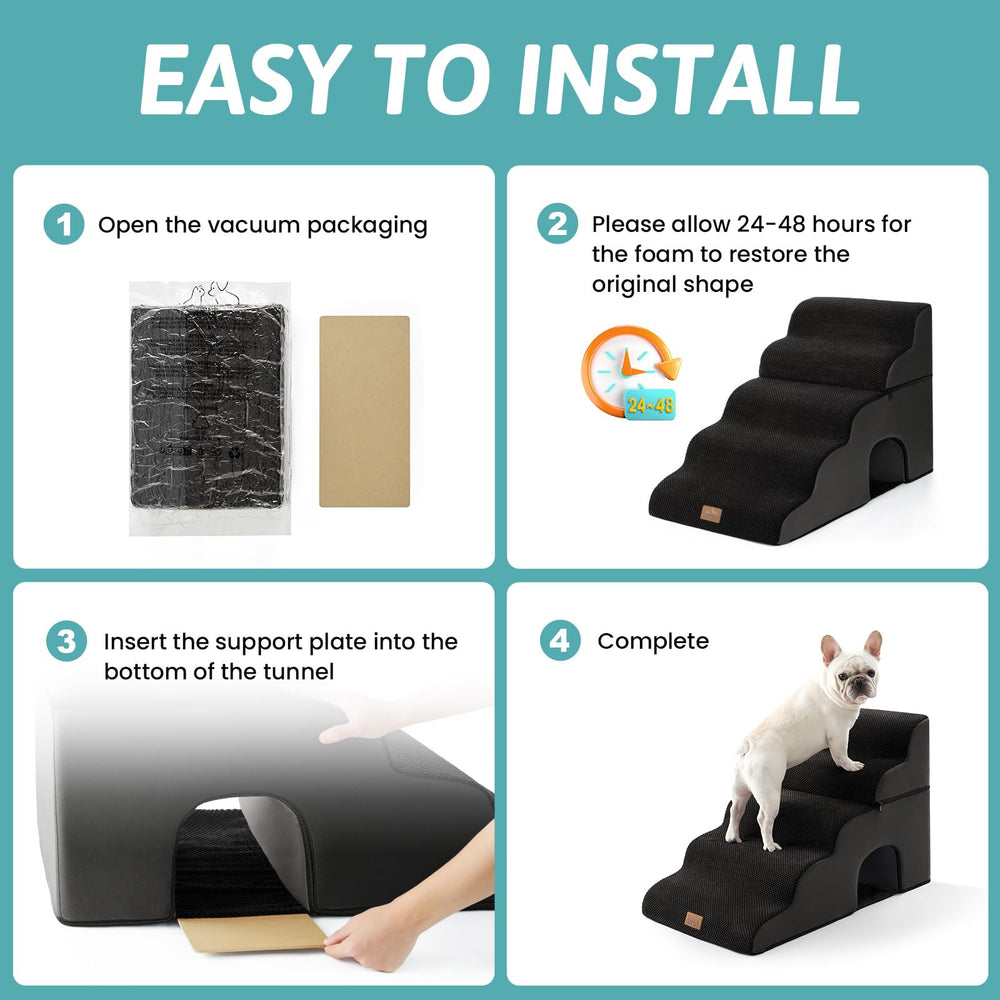 COZY KISS five-step platform shows sturdy support for high furniture.