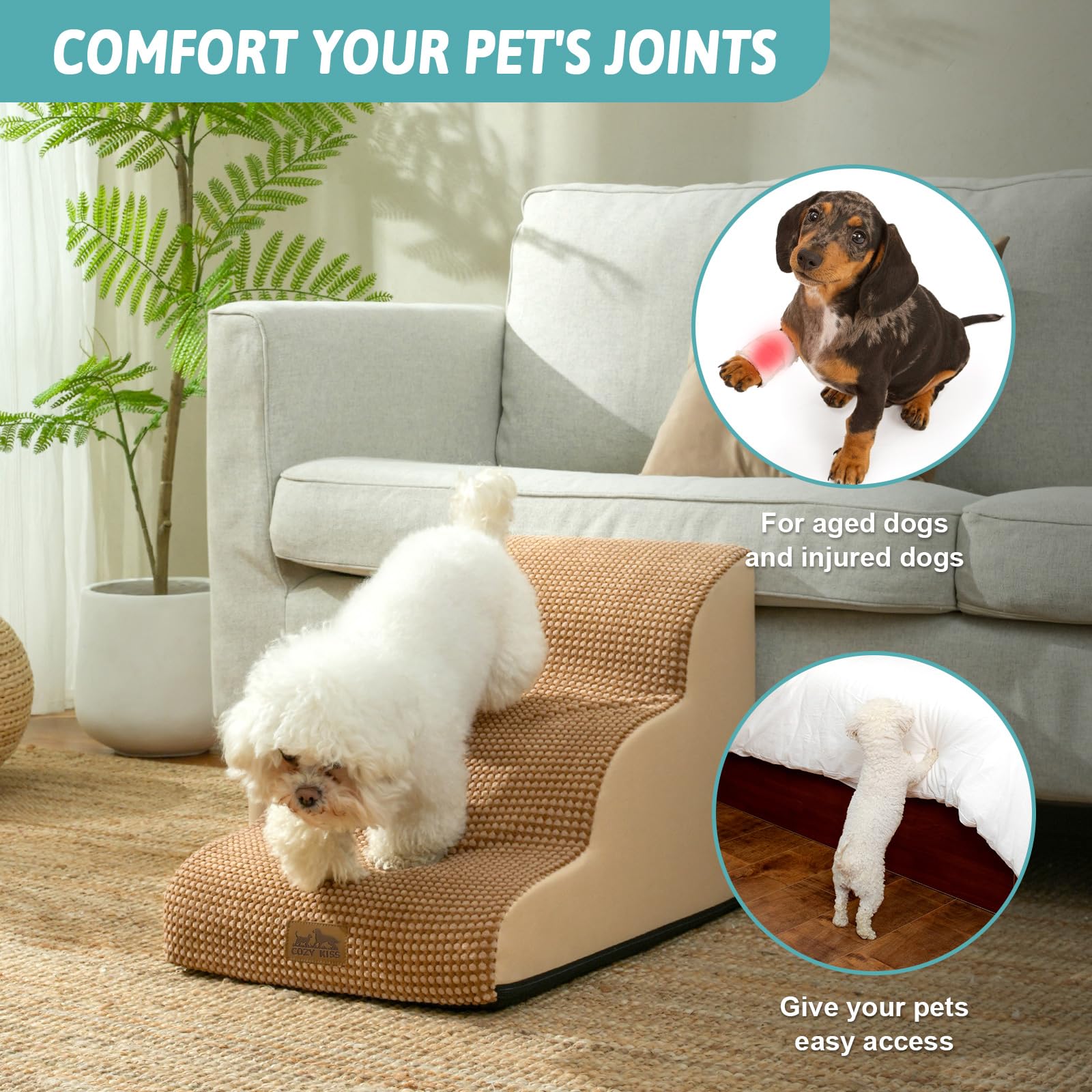 COZY KISS foam detail emphasizes high-density foam for soft, supportive steps.