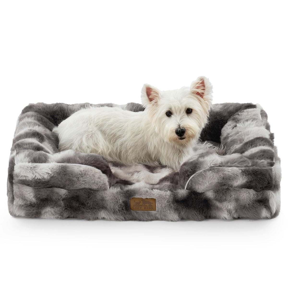 COZY KISS Orthopedic Bed front view with plush fur for cozy warmth