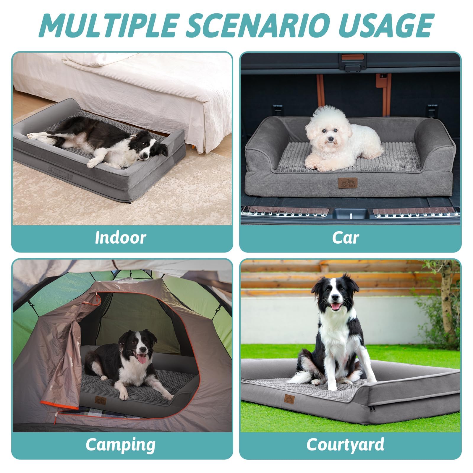 COZY KISS orthopedic dog bed anti-slip bottom reduces bed movement on slick floors.
