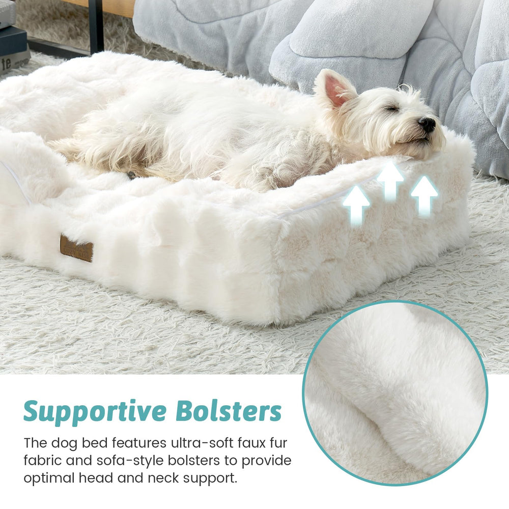 COZY KISS orthopedic dog bed bolster area detail for cozy snuggle.
