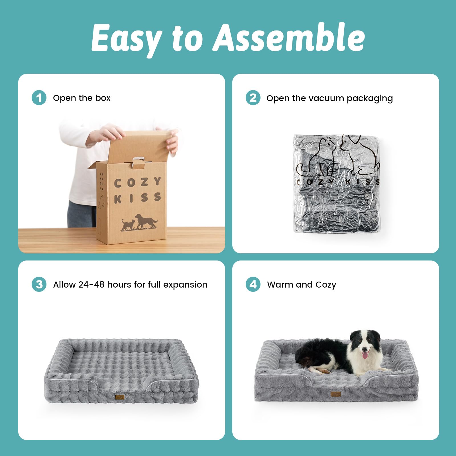 COZY KISS orthopedic dog bed dimensions 36x27 in grey fit for large dogs.