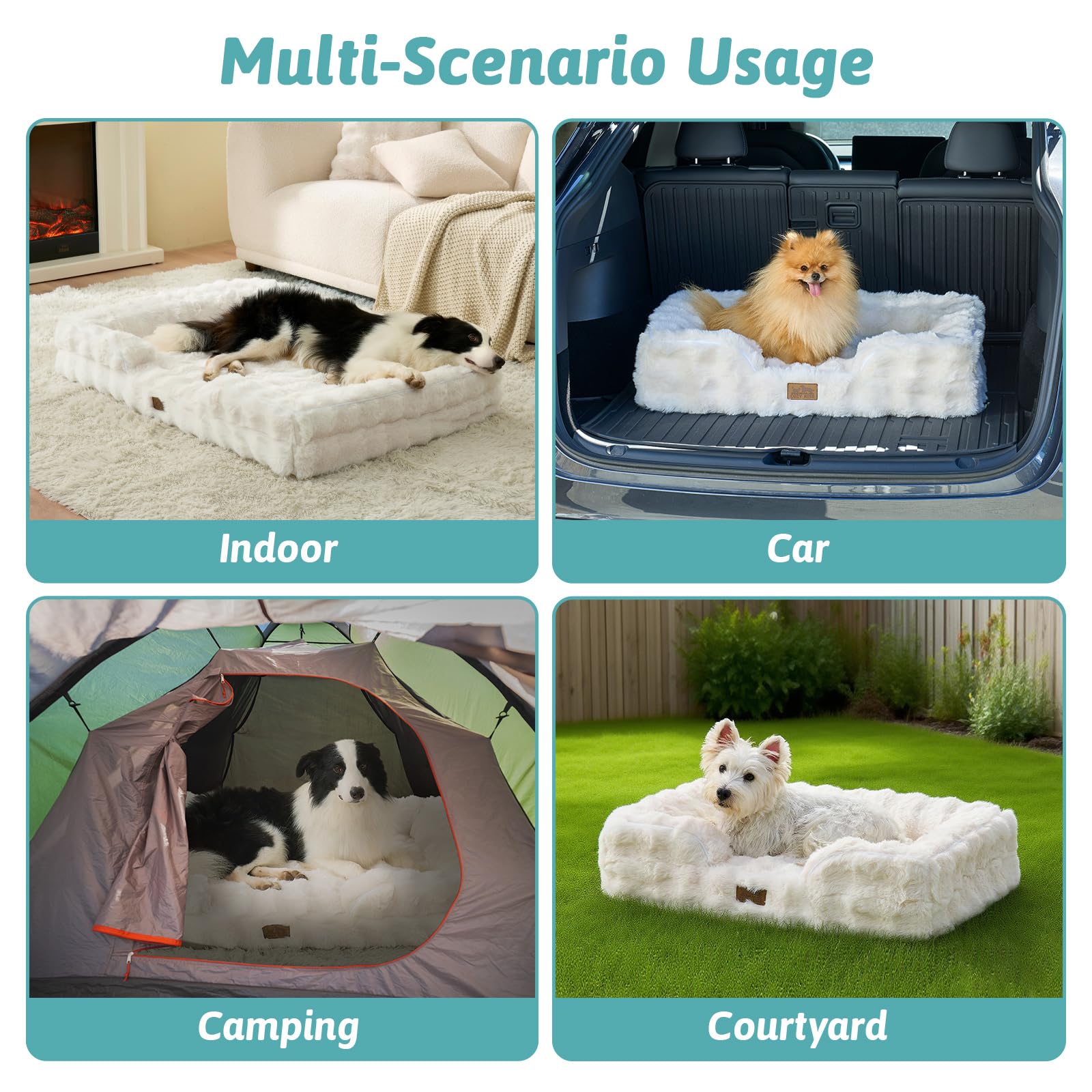COZY KISS orthopedic dog bed inner lining shows leak protection against spills.