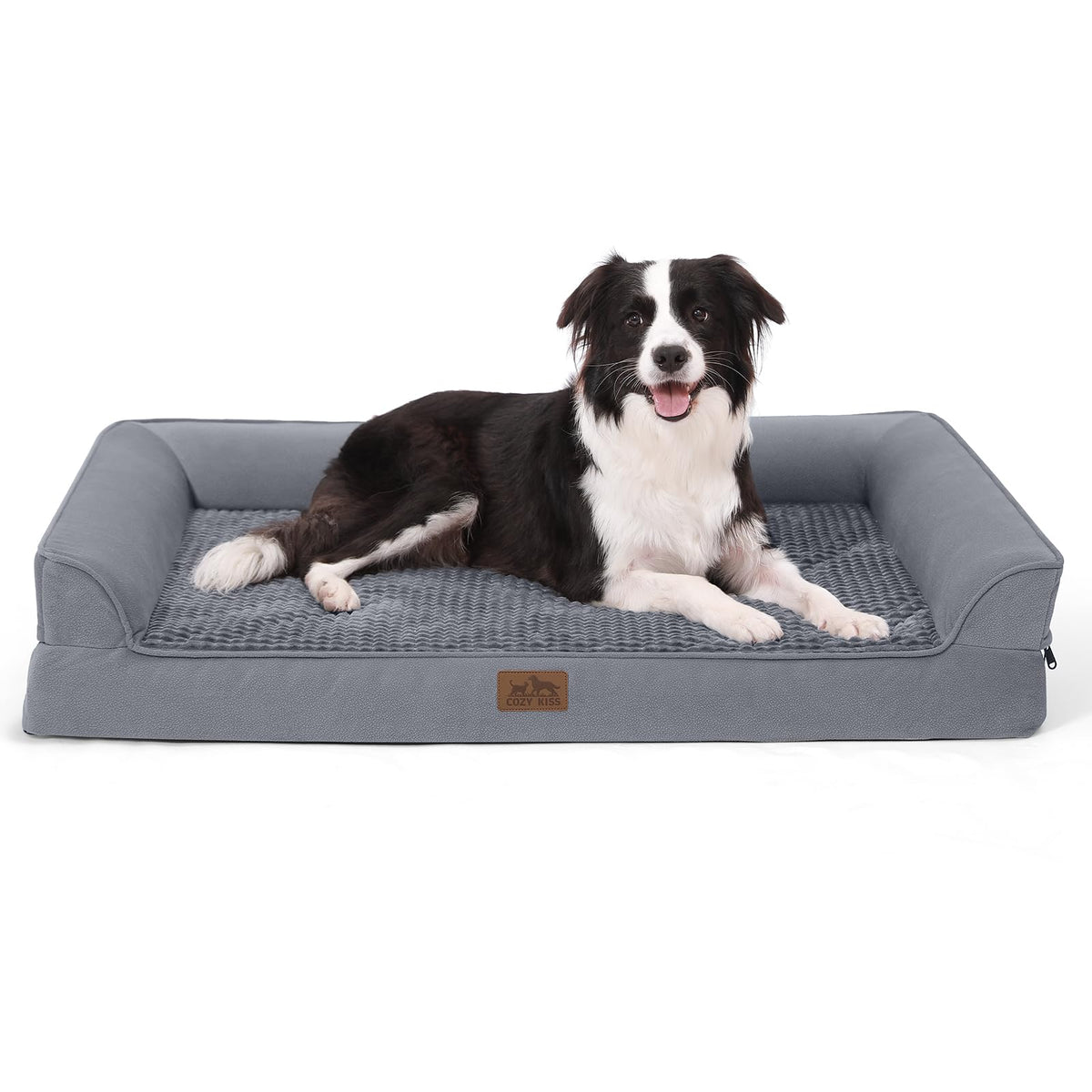 COZY KISS orthopedic dog bed large front view with supportive foam for joints.