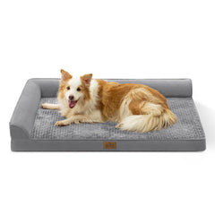COZY KISS Orthopedic Bed with L-shape design supports large dogs' joints.