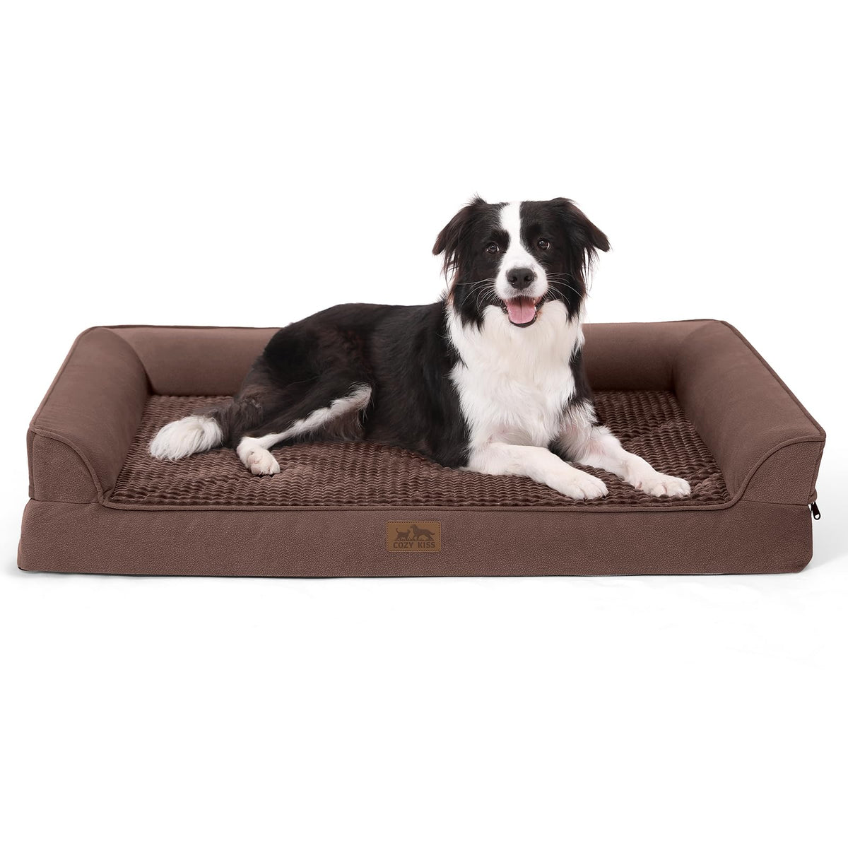 COZY KISS orthopedic dog bed top view shows sturdy foam and bolster support