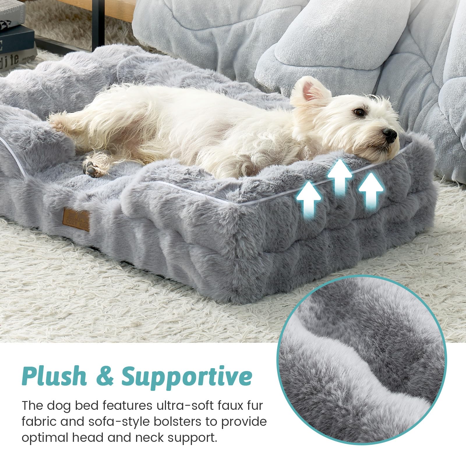 COZY KISS foam bolster detail showing three-sided support for head alignment.