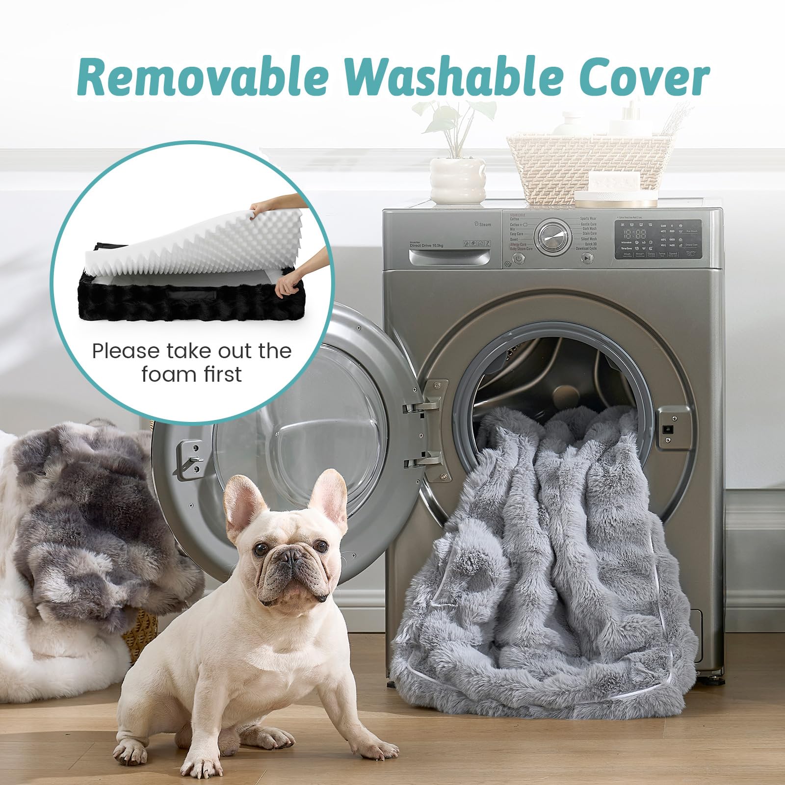 COZY KISS orthopedic dog bed XXL inner lining view indicates liquid resistance