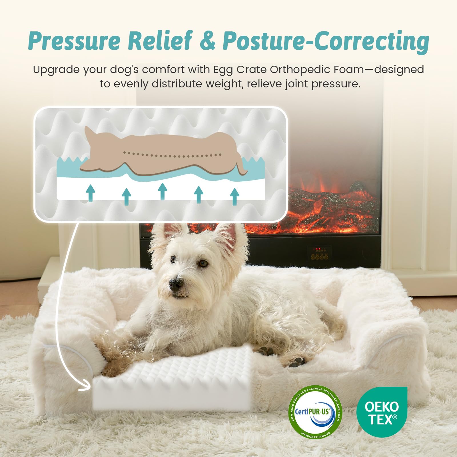 COZY KISS orthopedic foam detail shows even weight distribution for joint comfort