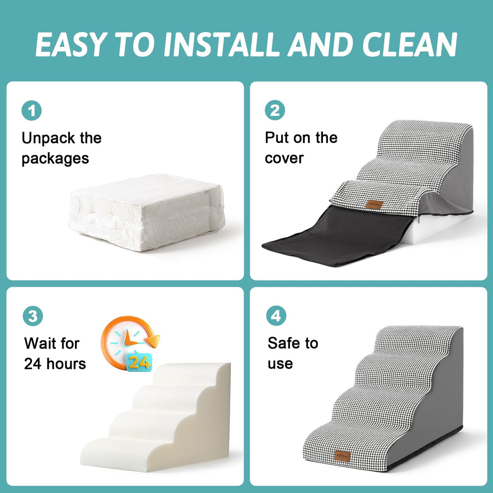 COZY KISS removable washable cover for easy pet-stair cleanup.