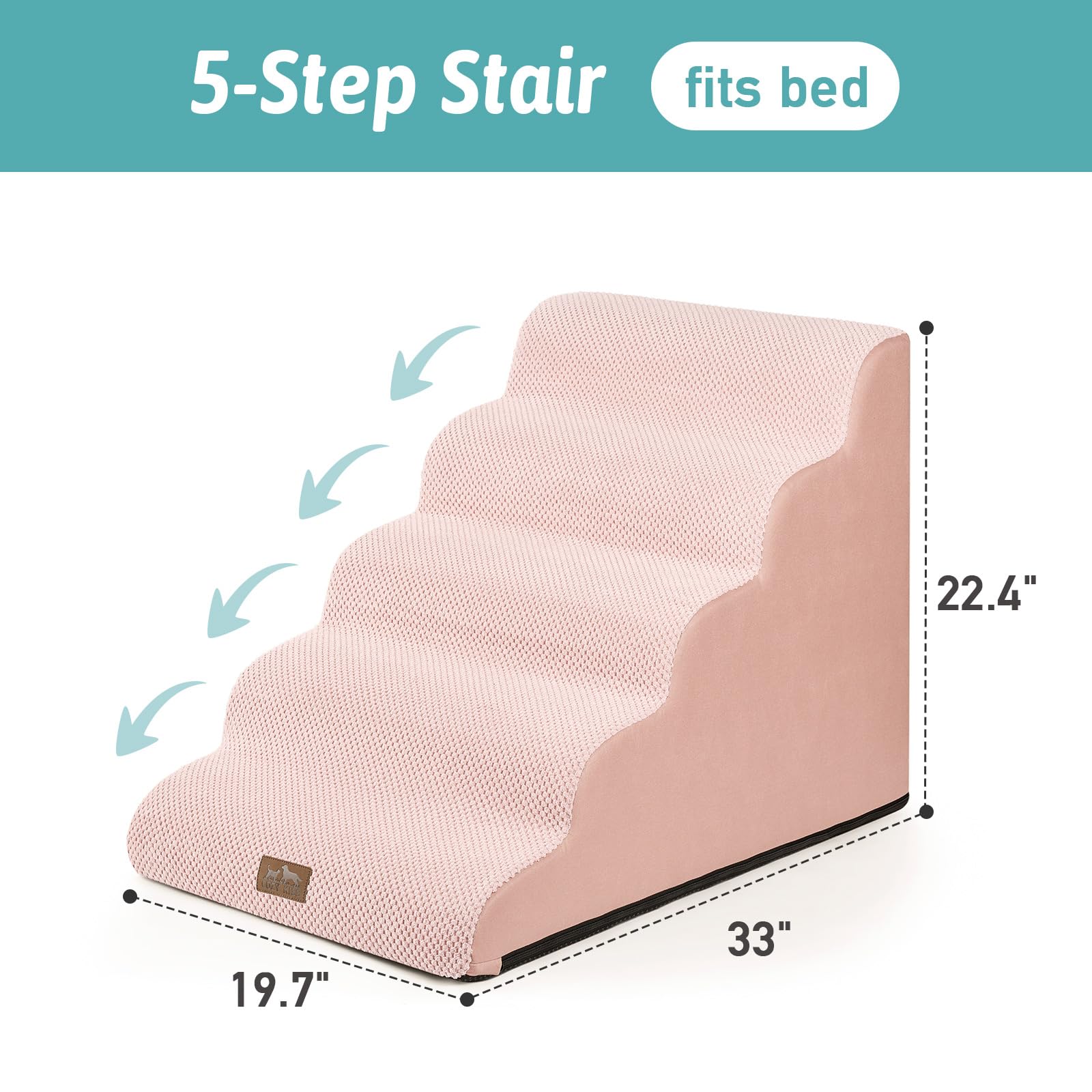 COZY KISS Wide Dog Stairs side view highlighting wide surface for pets