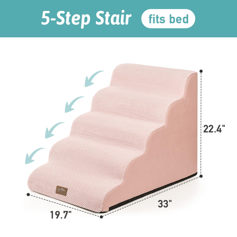 COZY KISS Wide Dog Stairs side view highlighting wide surface for pets