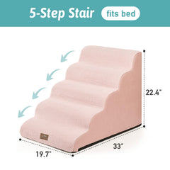 COZY KISS Wide Dog Stairs side view highlighting wide surface for pets