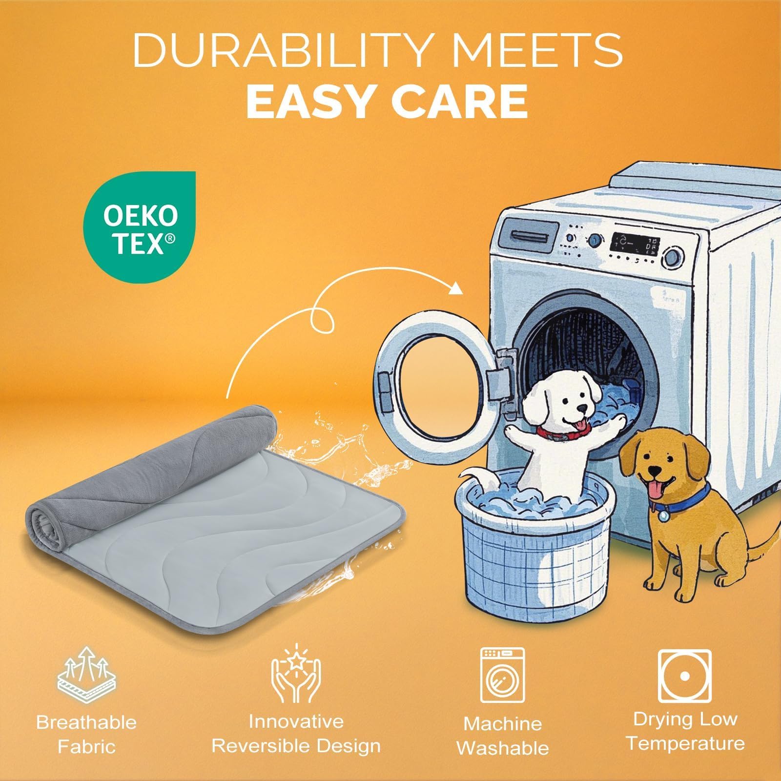 Cozyide dog crate pad 500gsm cotton filling provides soft, supportive base.