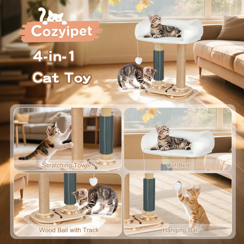 Cozyipet cat tree bed—cozy resting spot for kittens after play sessions