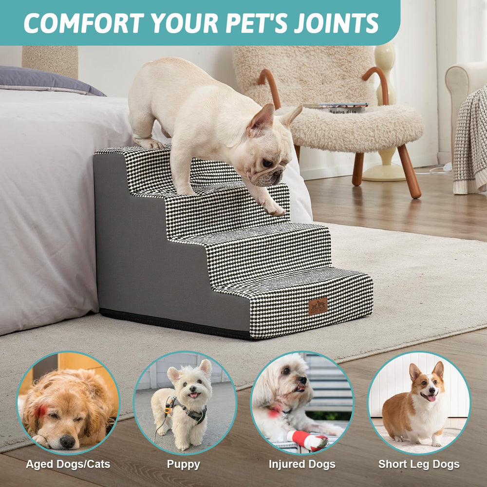 COZY KISS dog stairs non-slip base with rubber dots enhances grip during climbs.