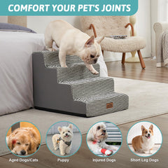 COZY KISS dog stairs non-slip base with rubber dots enhances grip during climbs.