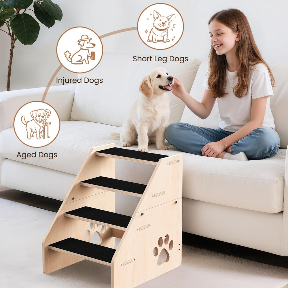CozyLazy dog stairs wood texture highlights sturdy construction