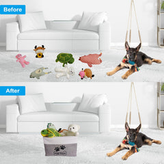 CPAKOWLGOO foldable dog toy bin with handles for easy carrying.