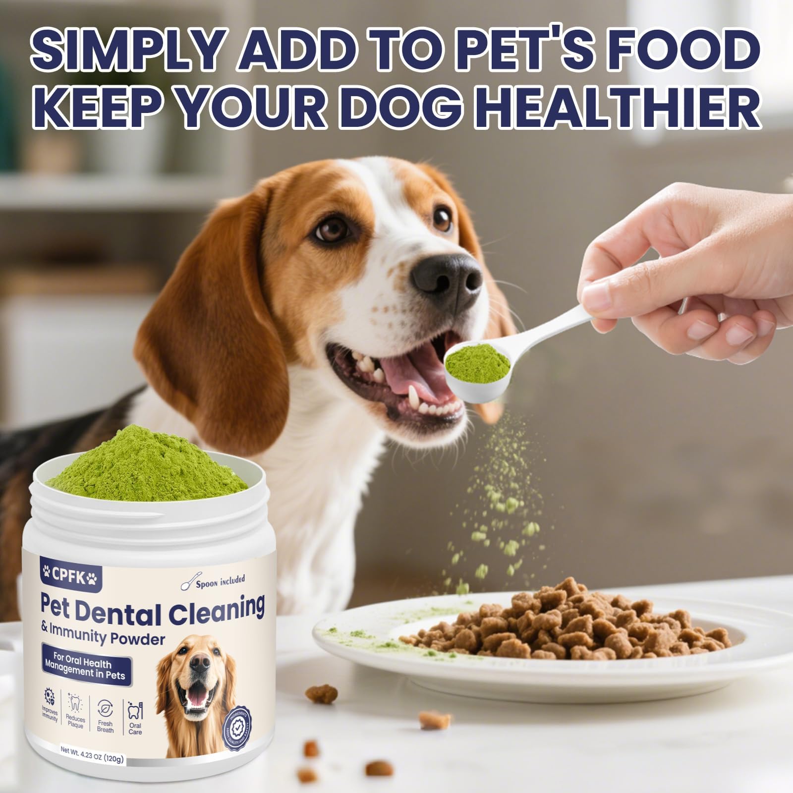 CPFK dog dental cleaning powder with breath-fresh potential during meals