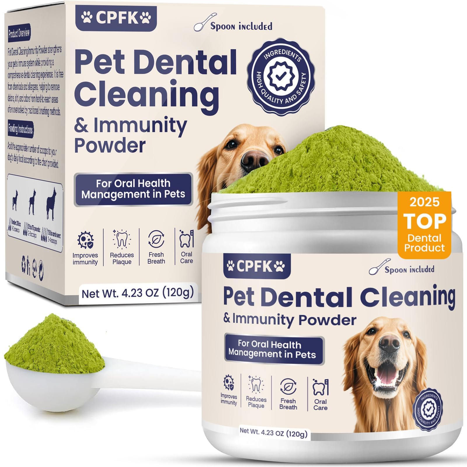 CPFK dog dental cleaning powder packaging ready for daily care