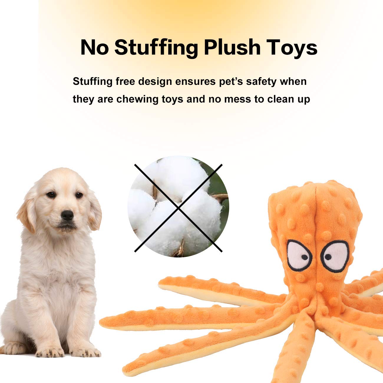CPYOSN octopus crinkle squeaker head toy enhances attention and mental stimulation.