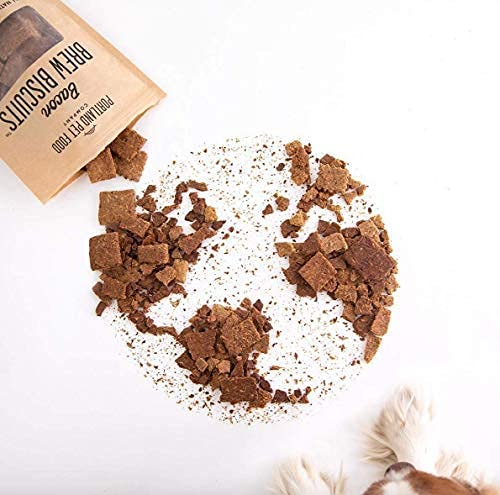 Crafted by Humans Brew Biscuit bacon flavor ingredients label emphasizes USA-sourced, human-grade components.