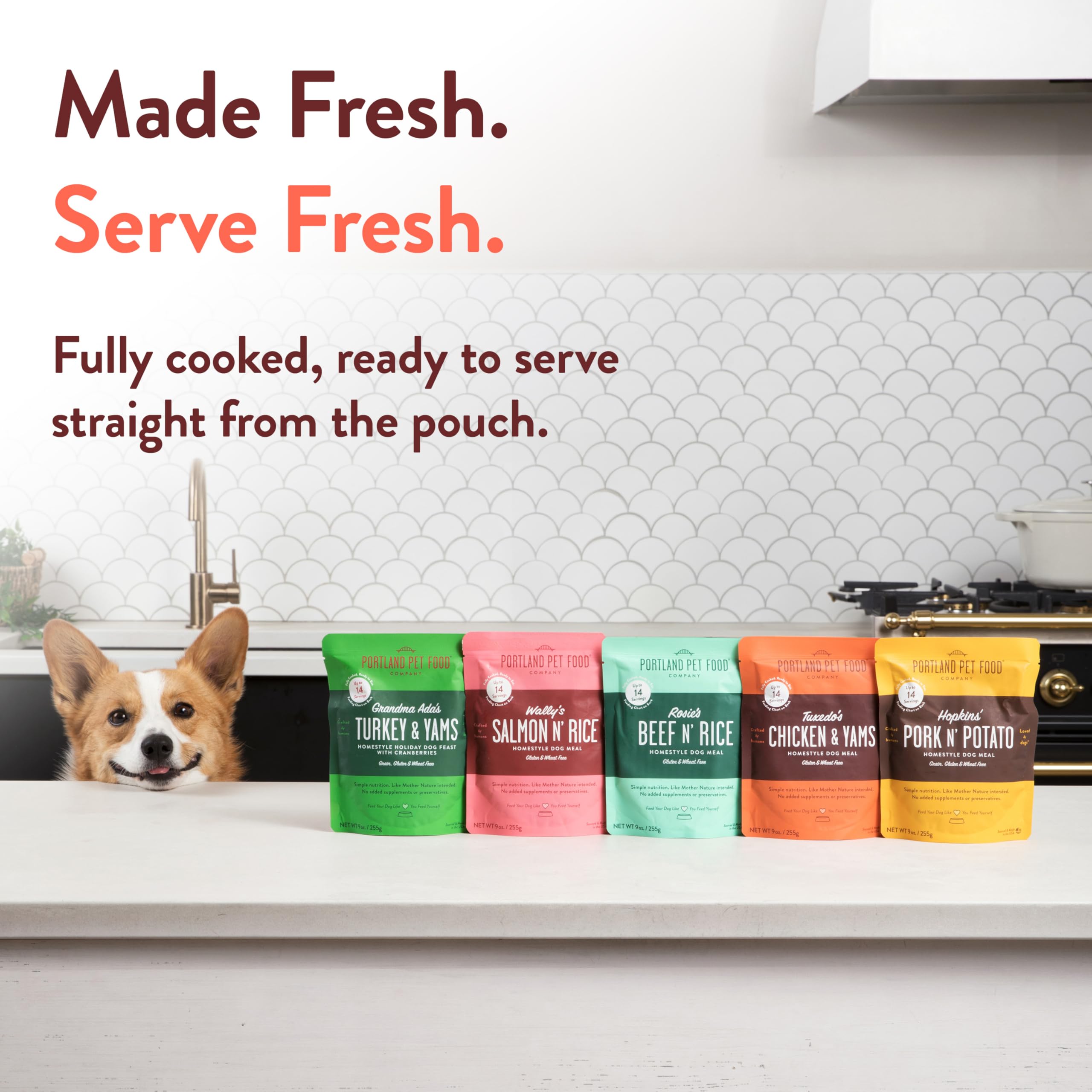 Crafted by Humans Fresh dog food pouch ready to serve for easy meals