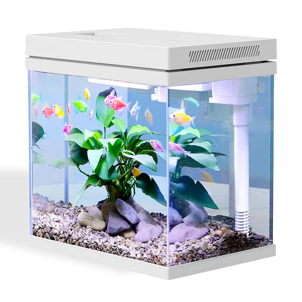 Craftsboys 4gal fish tank side view highlights compact, space-saving design.