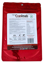 Cranimals cranberry supplement bottle label highlights organic single-ingredient formula