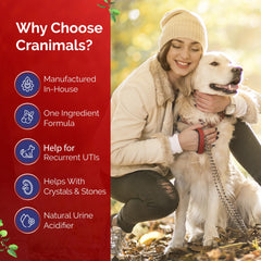 Cranimals cranberry powder being mixed into pet food for convenience
