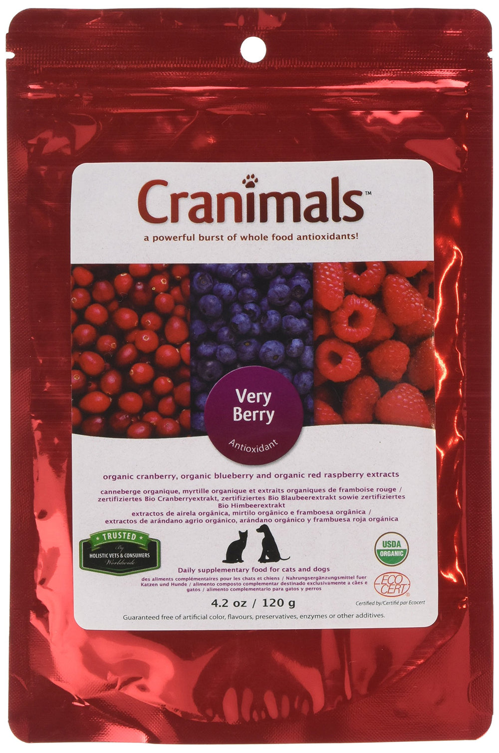 Cranimals VeryBerry powder bag close-up for natural antioxidant boost