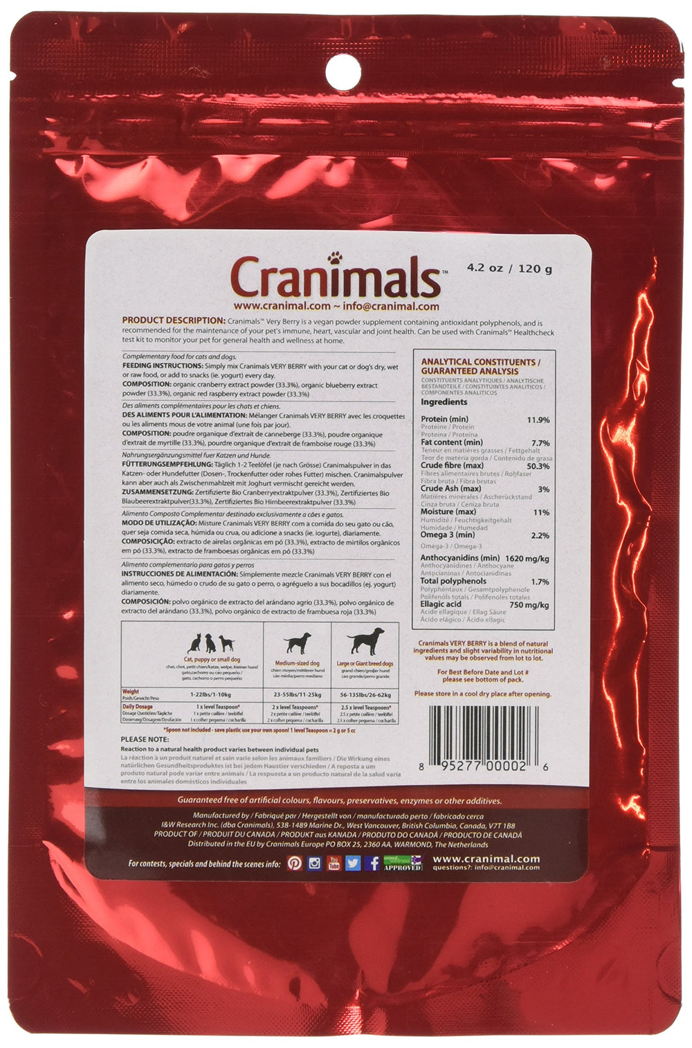 Cranimals VeryBerry powder ingredients close-up highlighting berry blend