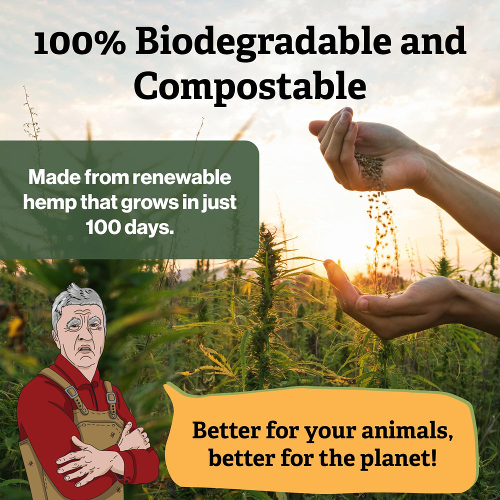 Cranky Frank Hemp biodegradable bedding is compost-friendly for garden waste.