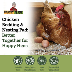 Cranky Frank Hemp dust-free bedding provides soft comfort for pets and poultry.