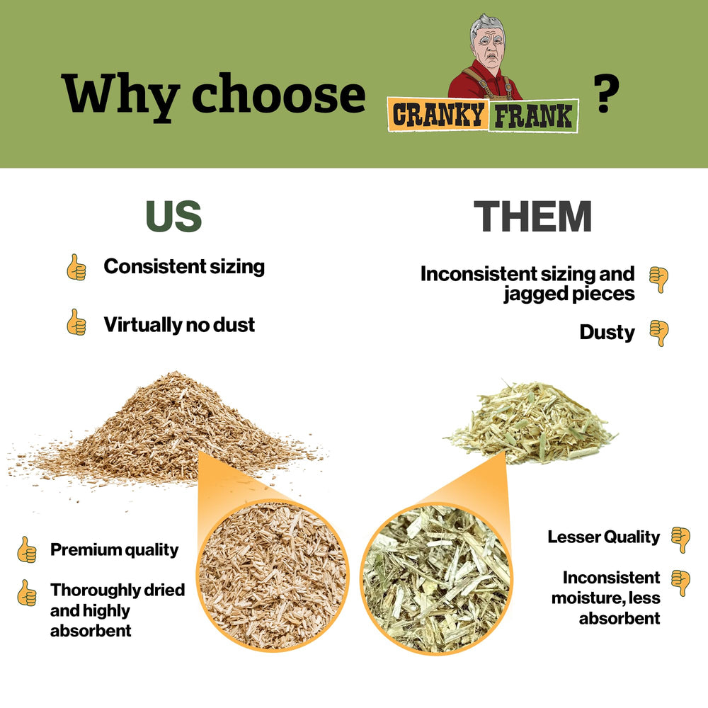 Cranky Frank Hemp odor-control feature helps keep the coop smelling fresh.