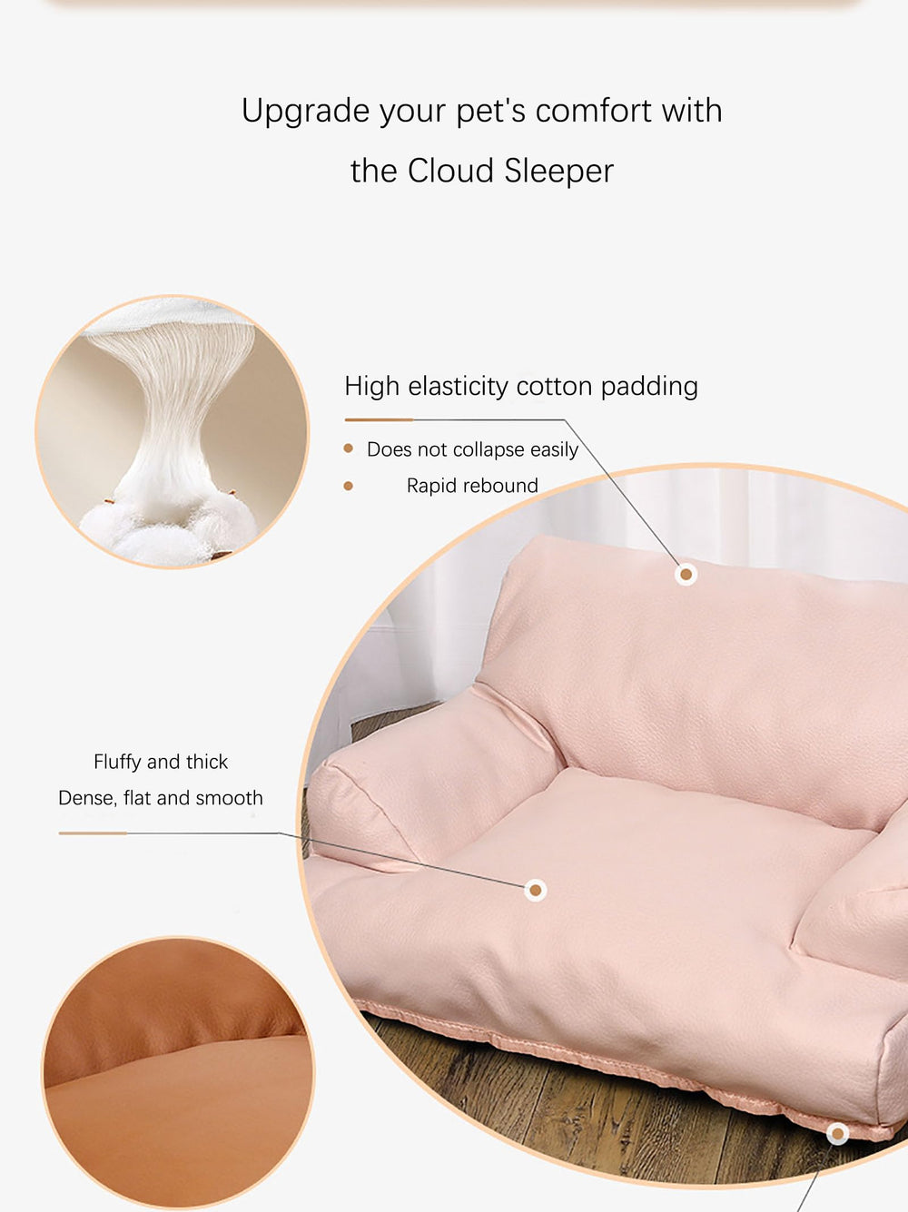Craoopii Pet Sofa Bed enclosure-side support creates secure curling positions.
