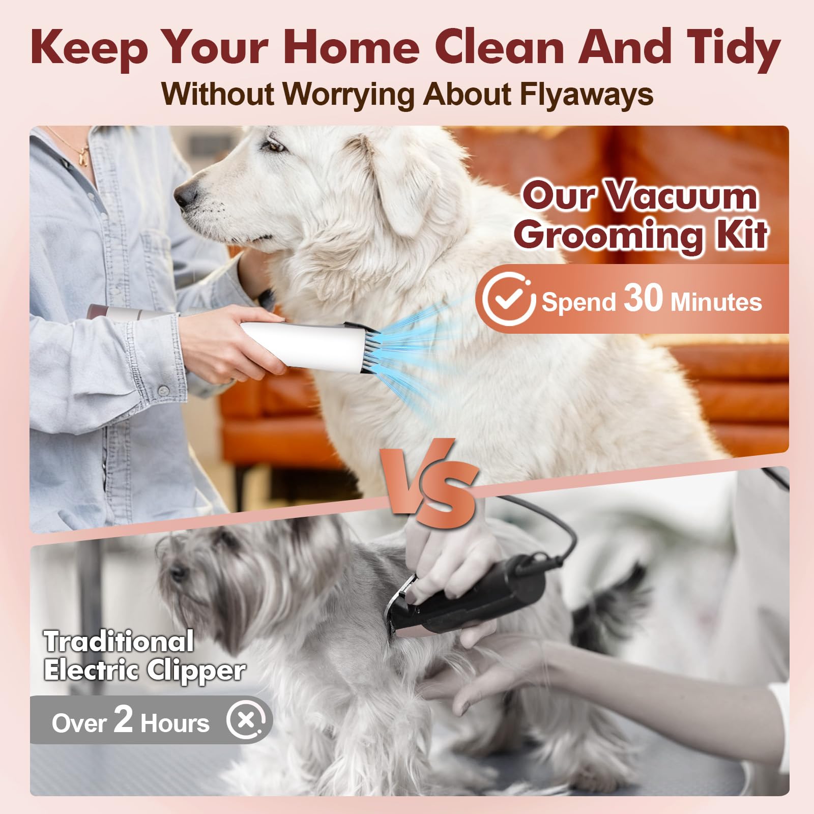 Crazydeer grooming vacuum used for home pet care across dogs and cats