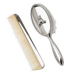 Creative Gifts International Teddy Bear brush and comb kit in silver tone for stylish, kid-friendly grooming