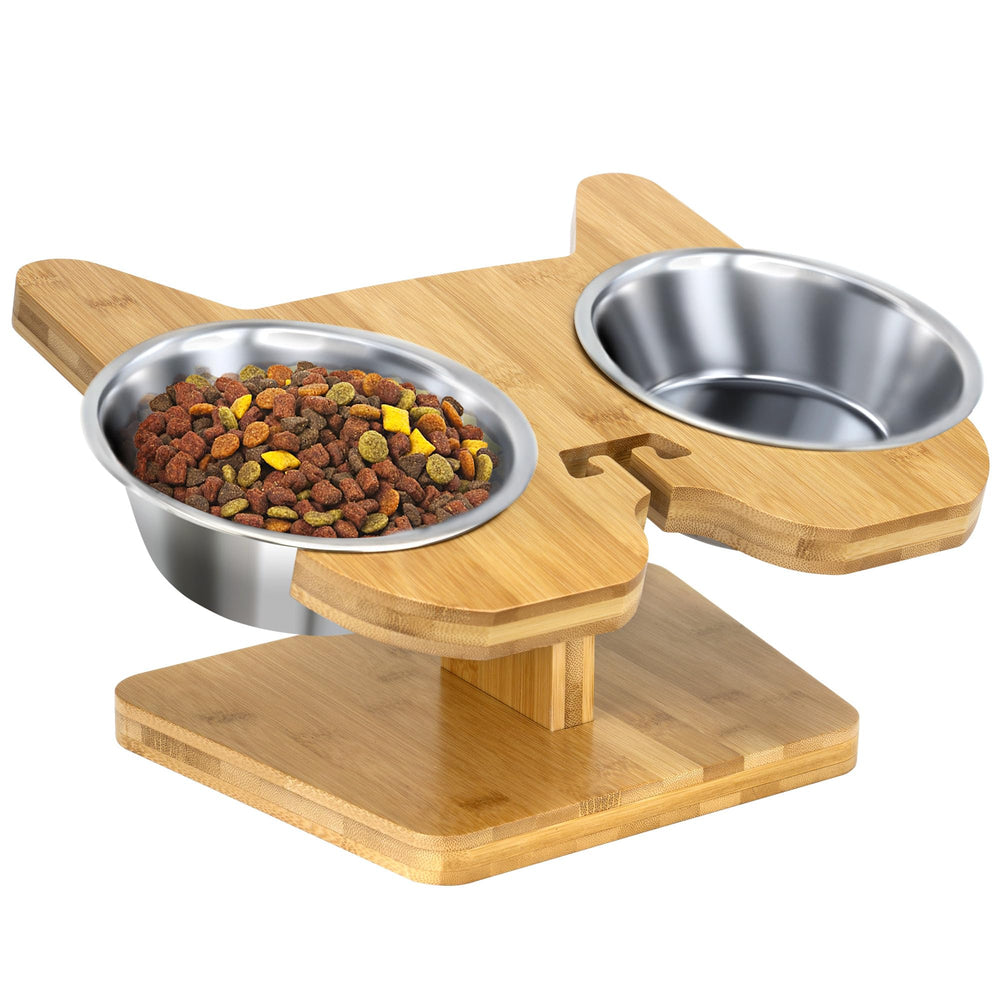 CREHNIL slanted angled dog bowls on a stand for natural feeding posture