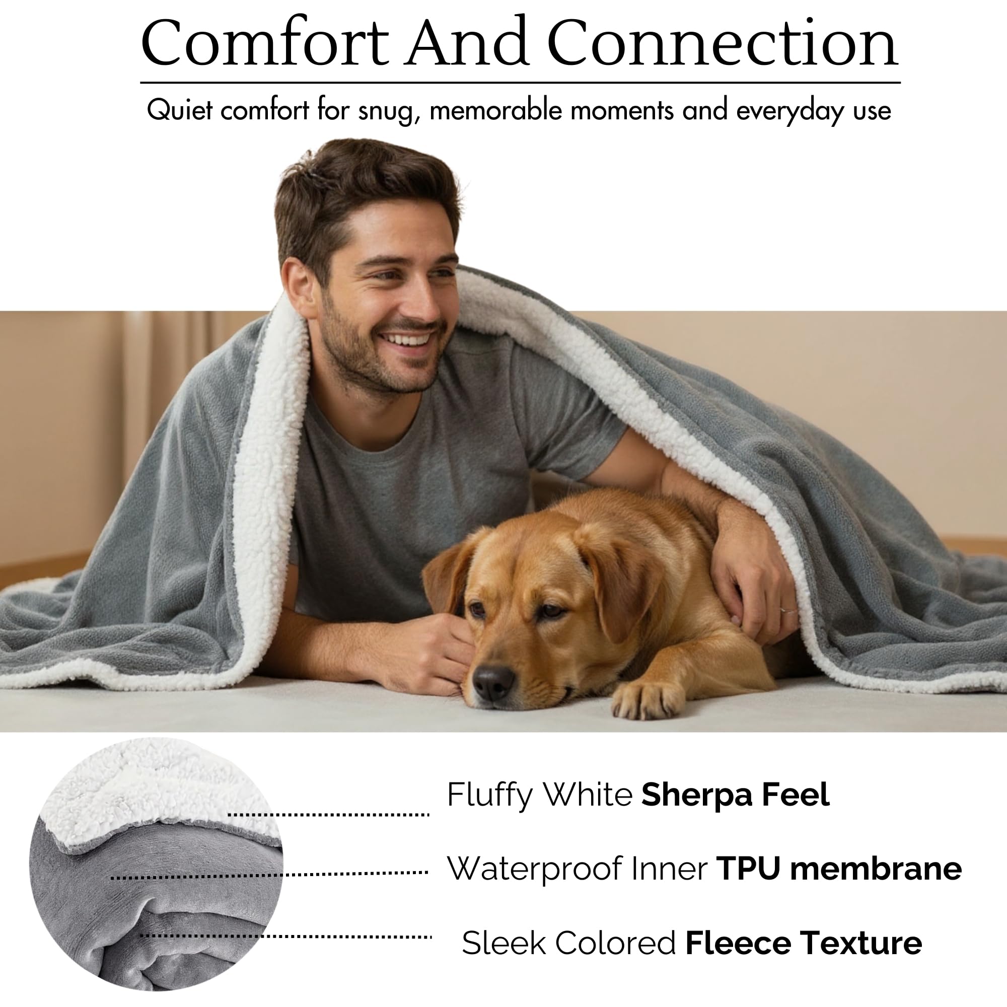 CREW FLX durable pet blanket close-up scratch-resistant soft touch