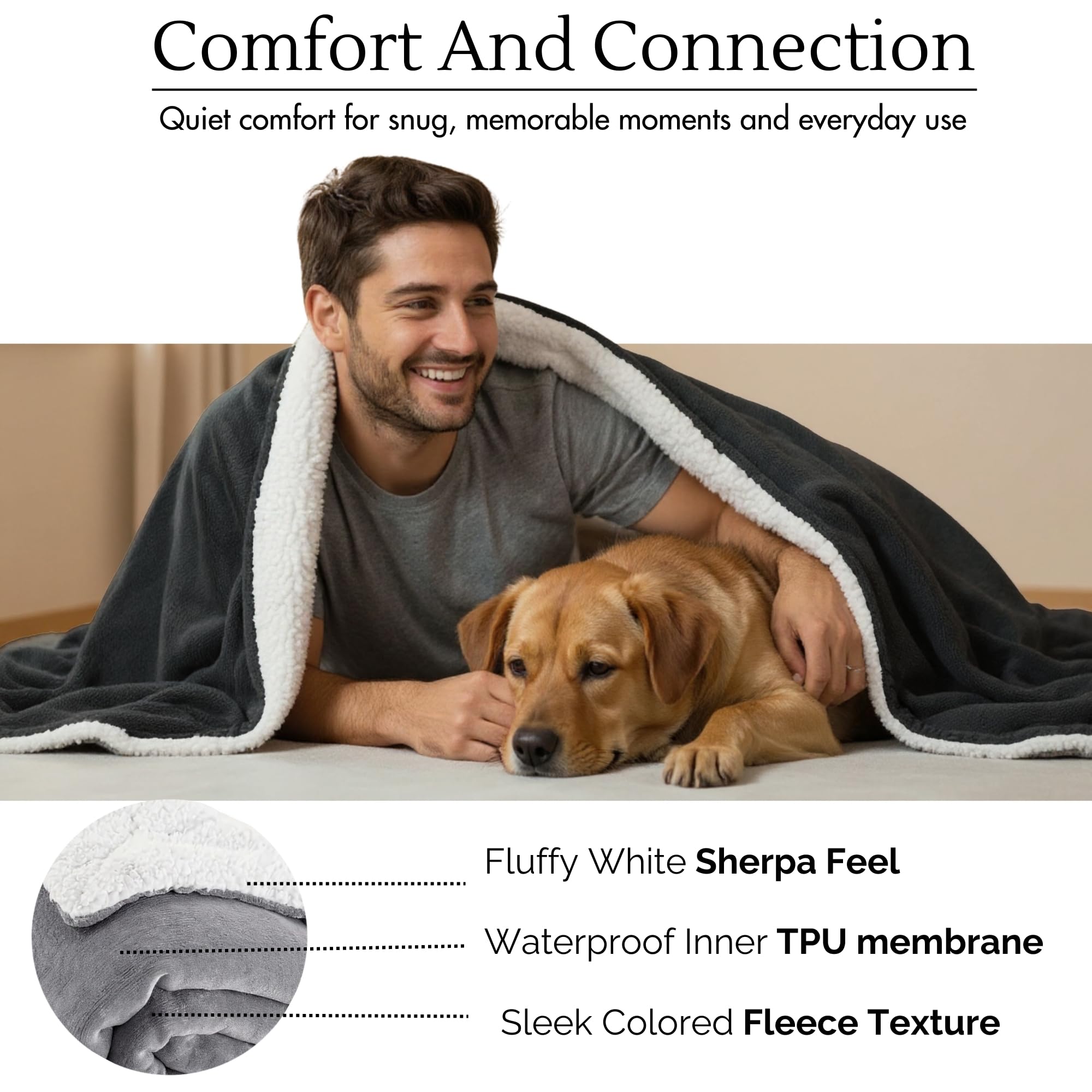 CREW FLX pet-friendly blanket protects upholstery during playful pets.