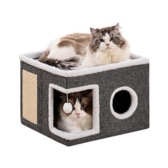 Crispedia cat bed large cave with ball offers secure hideaway for daytime naps.