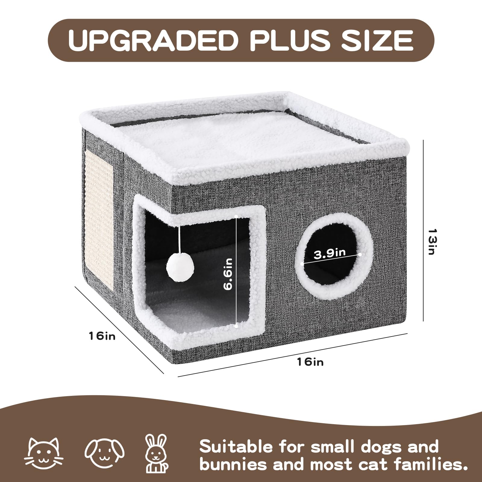 Crispedia cat bed non-slip base keeps the structure steady during play sessions.