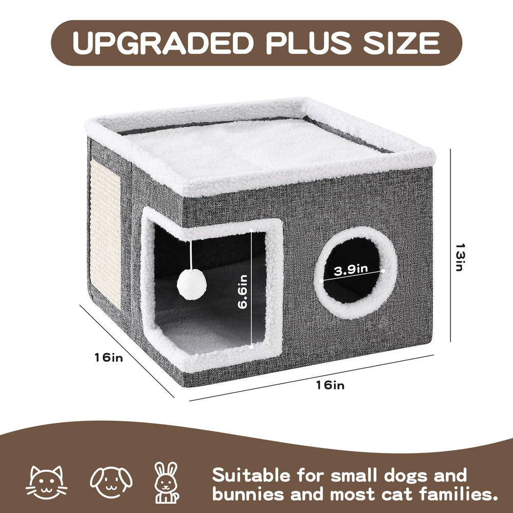 Crispedia cat bed non-slip base keeps the structure steady during play sessions.