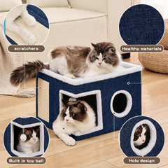 Crispedia cat bed with sisal scratch pad protects furniture during play
