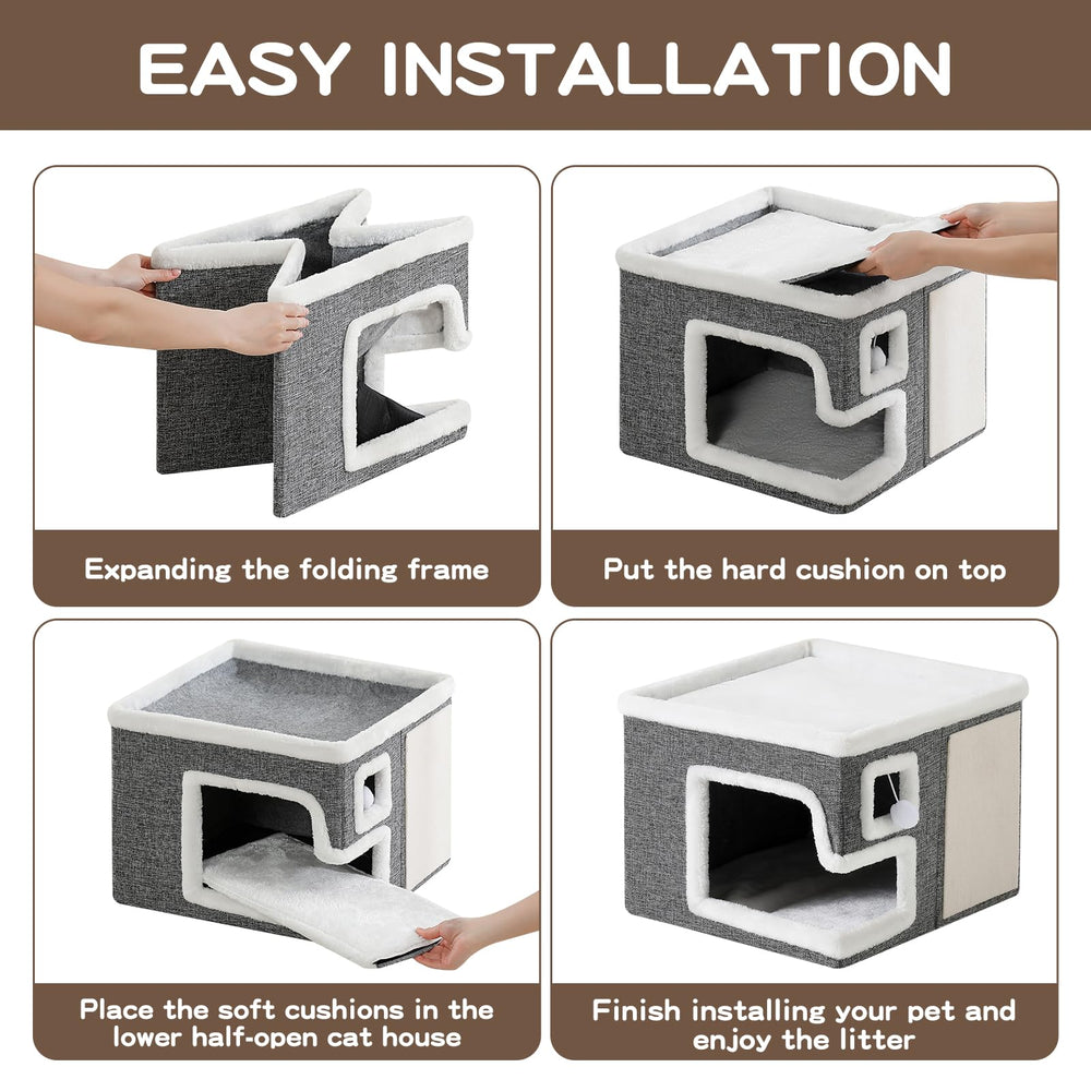 Crispedia Cat Houses non-slip-base ensures stable use on slick floors during play