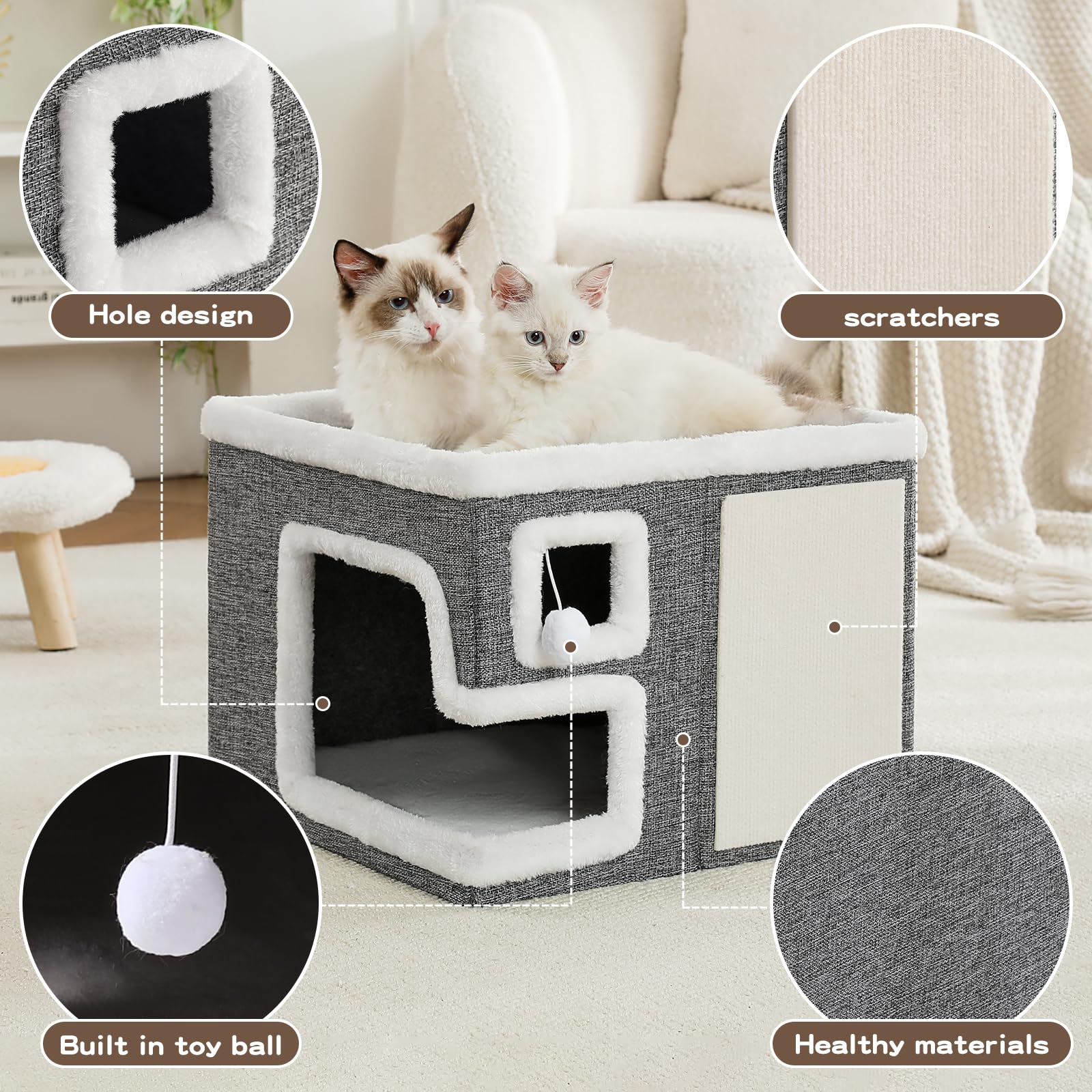 Crispedia Cat Houses scratch-pad-ball image highlights built-in scratching and playful enrichment